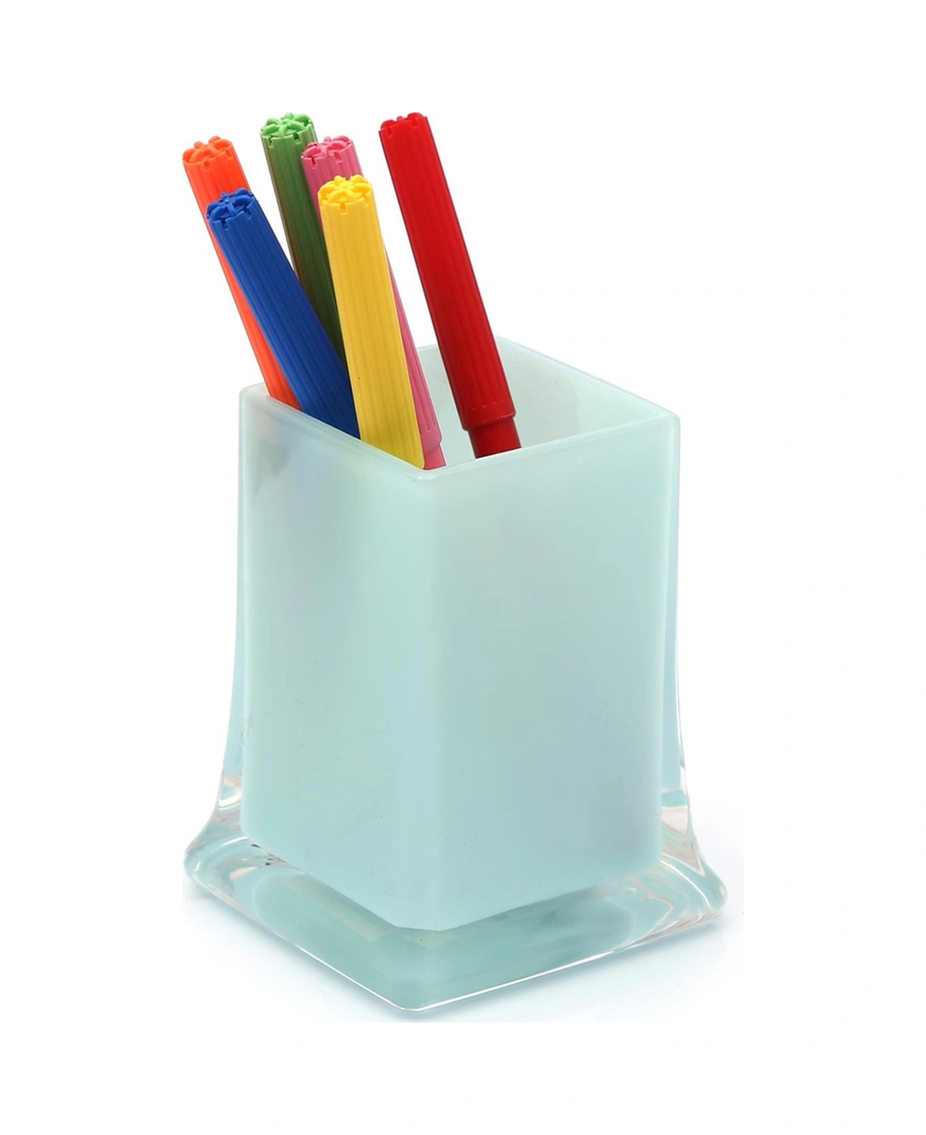 2 Adet Kalemlik Buz Mavi Renkli Ofis Gereci 6x6x10cm 300ml Çok Renkli