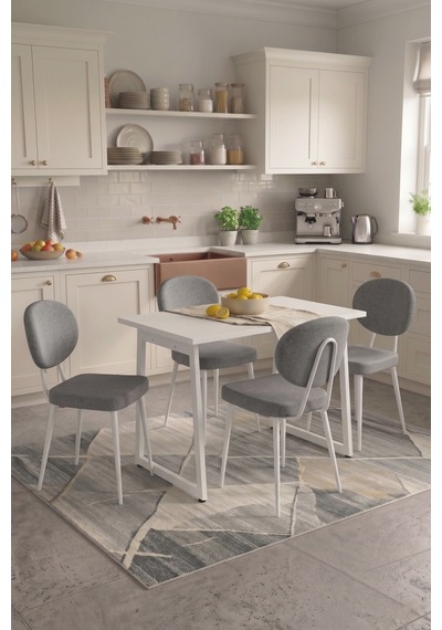 Vilinze Deniz Sandalye Biga Mdf Sabit Metal Ayak Mutfak Masası Takımı - 70x120 Cm Sigma Açık Gri Vilinze Deniz Sandalye Biga Mdf Sabit Metal Ayak Mutfak Masası Takımı - 70x120 Cm Sigma Açık Gri