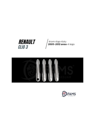 Renault Clio 3 Hb Krom Kapı Kolu Seti 2006-2012 Paslanmaz Çelik