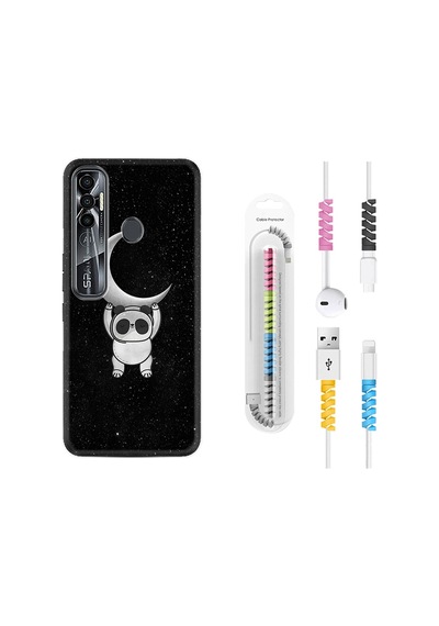 Tecno Spark 7 Pro Kılıf Kablo Koruyuculu Panda Moon 18Mate10Lite