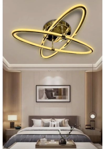 Atom 2 Kollu Çift Yönlü Kumandalı İthal Modern Yüksek Işık Güclü Led Avize - Gold Gold