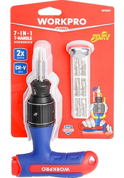 Workpro Wp221072 7-ın-1 Profesyonel Cr-v T- Saplı Cırcırlı Manyetik Tornavida Seti
