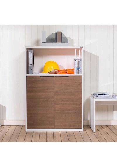 Adoremobilya New York 3 Raflı Kapaklı Kitaplık - Noce-Lake Beyaz-Noce - Lake Beyaz