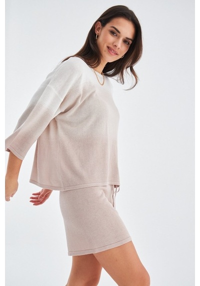Peraluna Siri Blouse & Shorts Yazlık Triko Kadın Şort Takım Bej Bej