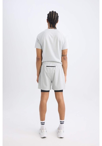 DeFactoFit Slim Fit Dar Kesim Fermuarlı Telefon Cepli Sporcu Taytlı Şort Z2147AZ25SPGR91