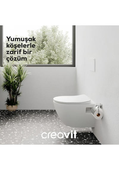 Tp325 Terra Asma Klozet + Creavit Yavaş Kapanır Kapak Beyaz