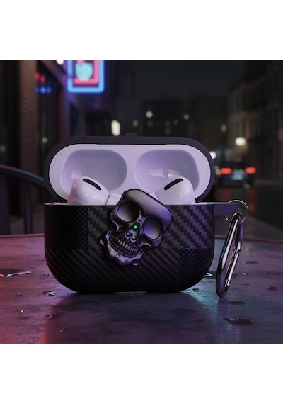 Airpods Pro 3.nesil Ile Uyumlu Karbon Fiber Hybrid Polymer Technology Kafa Tası Tasarımlı Premium Kulaklık Kılıfı Siyah-siyah