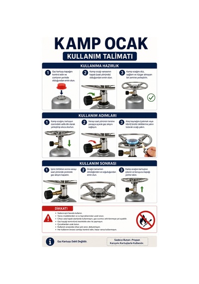 Kamp Ocağı Portatif Gaz Kartuş Uyumlu Piknik Ocağı Gri
