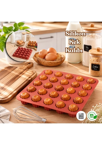 30044 Silikon 25li Muffin Kalıbı Çiçek Kek Kalıbı Kalıbı Kiremit 24 24cm Diğer