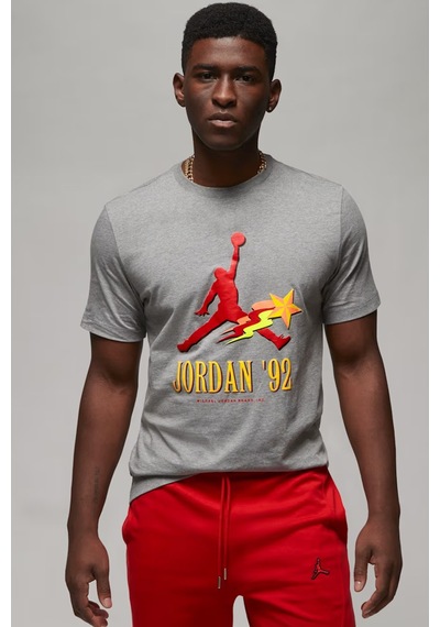 Nike Air Jordan Graphic Ss Crew Grafik Baskılı Erkek Tişört Gri Gri