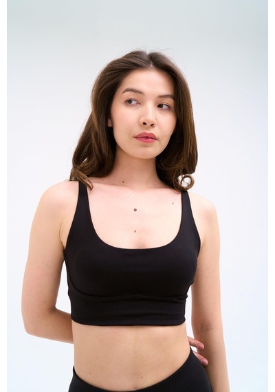 Normal People Nysa - Sporcu Bra / Şeftali Dokulu Peach Skin Kumaş Siyah