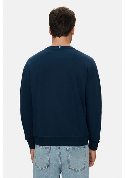 UCLA Rocky Lacivert Bisiklet Yaka Pamuklu Baskılı Loose Fit Erkek Sweatshirt