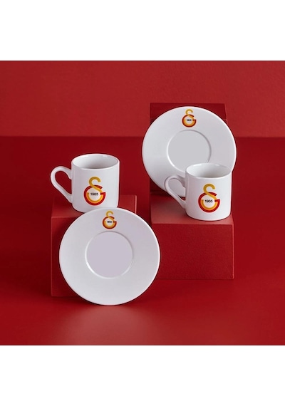 Lisanslı Galatasaray 2 Kişilik Porselen Türk Kahvesi Fincan Takımı 001