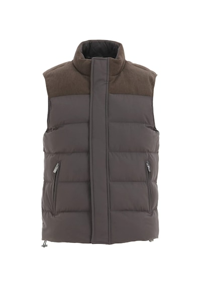 Kip Vizon Regular Fit Dik Yaka Casual Dokuma Spor Yelek Vizon