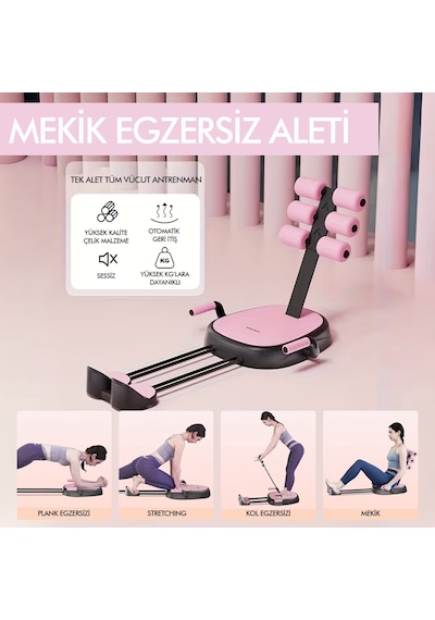 Çok Fonksiyonlu Mekik Aleti Ev Kol Üst Vücut Karın Ve Core Egzersiz Cihazı + Pilates Çorabı