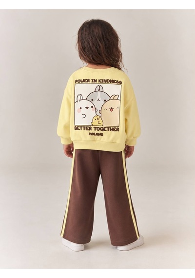 Power İn Kindess Baskılı Sarı Sweatshirt - Kahverengi Şeritli Eşofman Altı Süper Kalite Kız & Erkek Pembe Power İn Kindess Baskılı Sarı Sweatshirt - Kahverengi Şeritli Eşofman Altı Süper Kalite Kız & Erkek Pembe