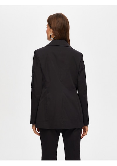 Faik Sönmez Kargo Cep Detaylı Pamuklu Blazer Ceket 018 Us25ckt01810 Siyah