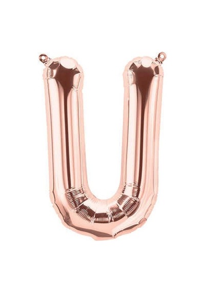 U Harfi Rose Gold Folyo Balon 34 İnç 80 Cm