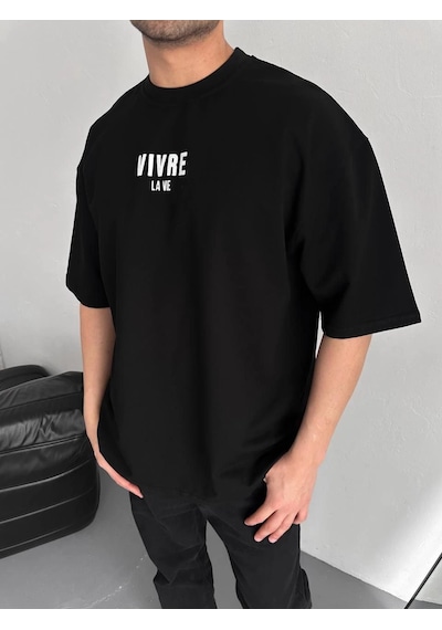 Barlashive Erkek Ön Ve Arka Baskılı T-shirt Kısa Kol Bisiklet Yaka Regular Fit Tişört - Siyah Çok Renkli Barlashive Erkek Ön Ve Arka Baskılı T-shirt Kısa Kol Bisiklet Yaka Regular Fit Tişört - Siyah Çok Renkli