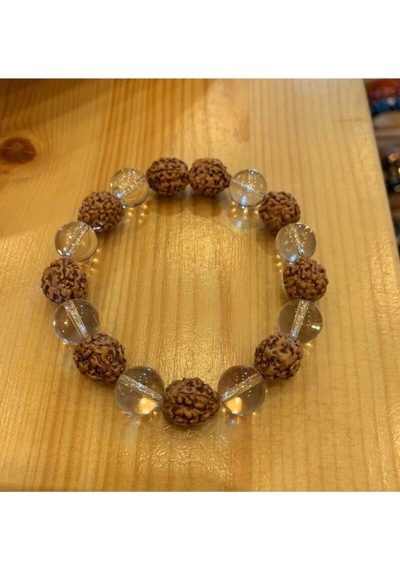 Rudraksha Rudrakşa Tohumu Ve Kristal Kuvars Bileklik Çok Renkli