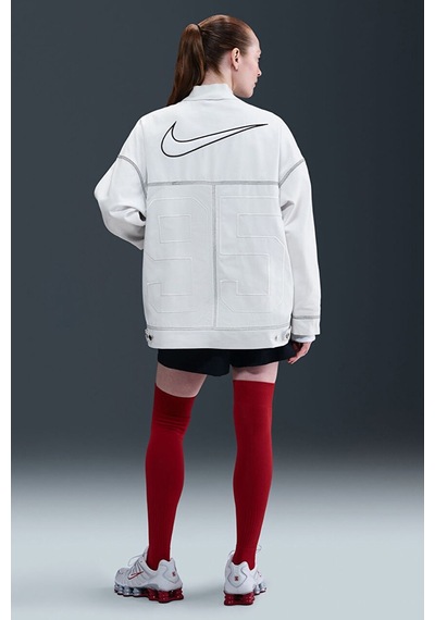 Nike Clothing Street Gx Oversized Cargo Jacket Bol Kesim Ferrmuarlı Kanvas Kadın Ceket Beyaz