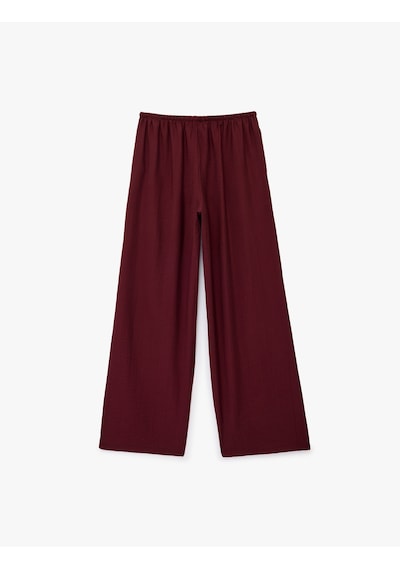 Koton Cepli Beli Bağlamalı Geniş Paça Pantolon Bordo 6sak40145ew