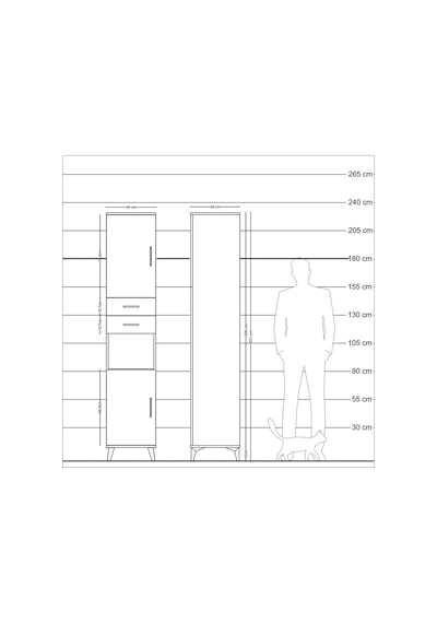 Hyperion Dolap 4 Raflı 2 Çekmeceli 2 Kapaklı 44x44x221 Çam-antrasit Atlas Çam