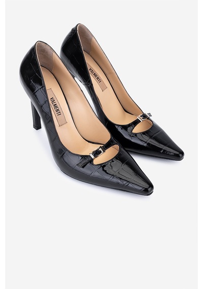 Valmenti Kadın Hakiki Deri Siyah Kroko Stiletto Ayakkabı 1138 4930 Bn Ayk Sk25-26 Sıyah Kroko Siyah
