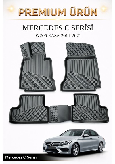 Black Gold Mercedes C Serisi W205 Kasa 2014-2021 Uyumlu 3d Oto Paspas Premium