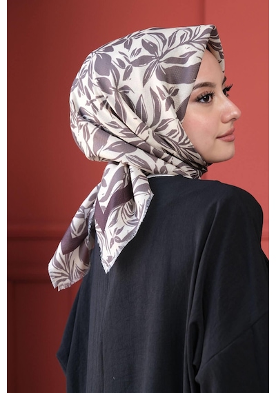 Floral Desen Bej Soft Pamuk Eşarp