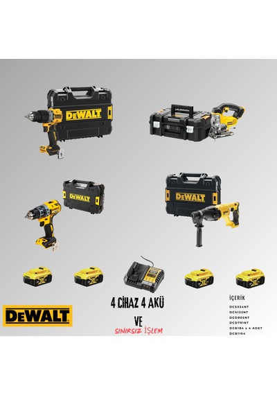 Dewalt DCF805NT + DCS334NT + DCD791NT + DCH133NT 4 Adet 5 Amper Akü + Şarj Aleti Set