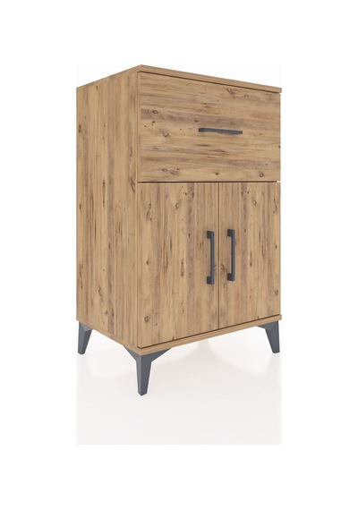 Hyperion Komodin Tek Raflı Tek Çekmeceli 2 Kapaklı 60x44x96 Ç... Çam