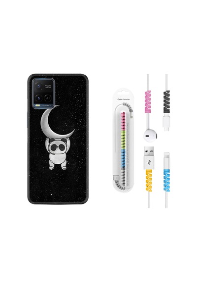 Vivo V21 Kılıf Kablo Koruyuculu Panda Moon 18Mate10Lite