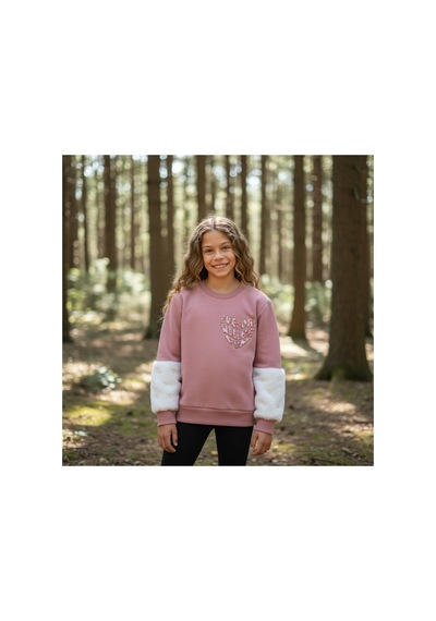 Fesshera Kids Kız Çocuk Sweatshirt Beyaz Sevimli Kalp Baskılı Peluş Kollu İnci Detaylı Pamuklu Sweatshirt Pudra Fesshera Kids Kız Çocuk Sweatshirt Beyaz Sevimli Kalp Baskılı Peluş Kollu İnci Detaylı Pamuklu Sweatshirt Pudra