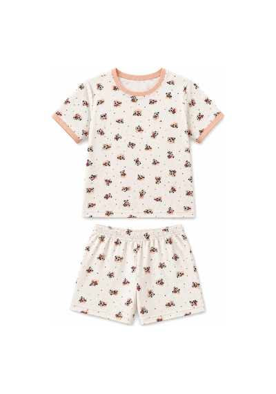 Tenra Kız Çocuk Pamuklu Şortlu Pijama Takımı 3-12 Yaş Beyaz