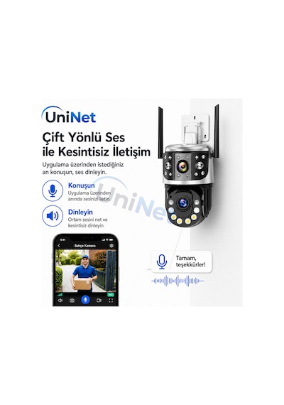 Uninet 36x Optik Zoom 8mp Çift Kameralı Wifi Ptz Güvenlik Kamerası 355 Döner Başlıklı Ve Gece Görüşlü İp Kamera - 8 MP