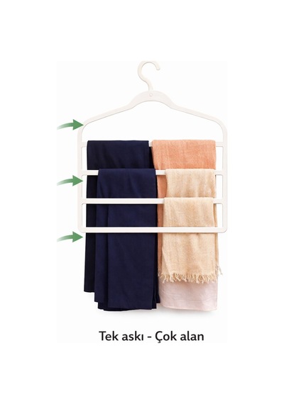 Plastik 4 Katlı Askı Organizer - Yer Tasarruflu Askı Plastik Beyaz Tr Diğer