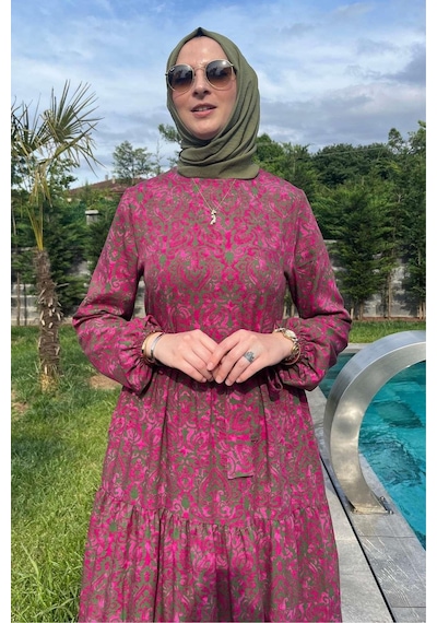 Rabia Şamlı Betül Gül Kurusu Elbise Gülkurusu