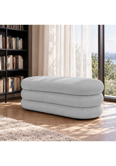 İnarch Dizayn Naturis Sandıklı Bench Depolama Alanlı Modern Puf Açık Gri