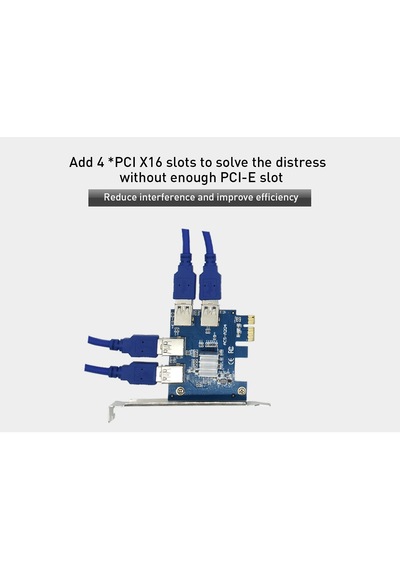 Alfais 4471 PCI-E Express 1 to 4 USB 3.0 Ekran Kartı Riser Çoklayıcı