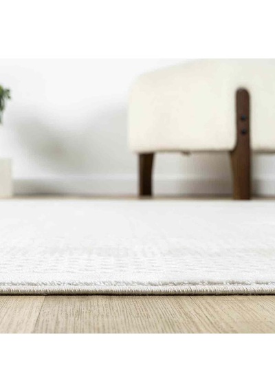 Krem Bej Geometrik Desenli Modern Halı - Ng511bv Beyaz