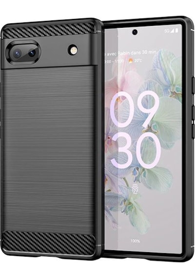 Google Pixel 6A Brushed Carbon Fiber Silikon Kılıf - Siyah