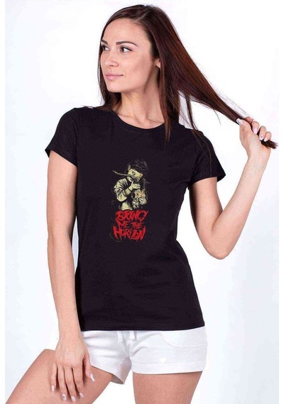 Bring Me The Horizon Baskılı Siyah Kadın Tshirt (534668935)