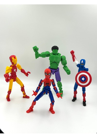Hulk, Ironman, Captain America Spiderman Avengers Dörtlü Marvel Kahraman 3d Baskı Dummy Figür Set Avengers Karakterleri