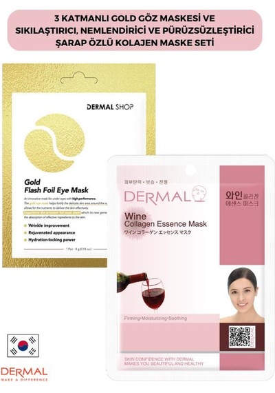 Dermal 3 Katmanlı Gold Göz Maskesi + Sıkılaştırıcı Şarap Özlü Kolajen Maskesi