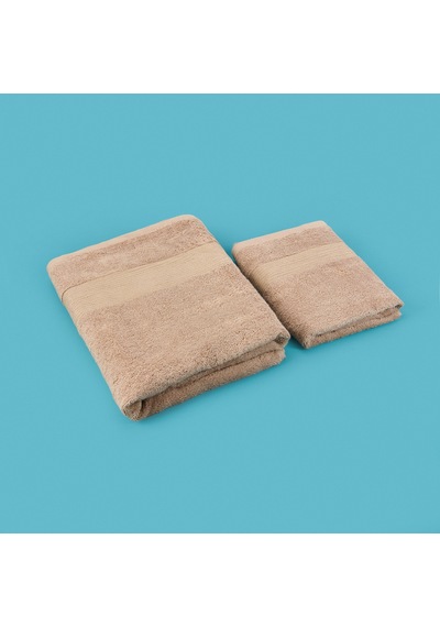 Soft Ella 2'li Hamam Seti - Bej - 50x70 Cm + 70x140 Cm Renkli