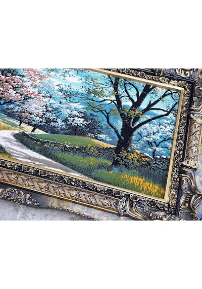 Pembe Yol Adlı İran Tebriz Halı Tablo 123x75cm - Duvar Halı Kilim Tablo