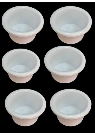 6 Lı Küçük Yuvarlak Sosluk Melamin, Dayanıklı, 5,5 Cm Derinlik 3 Cm Beyaz