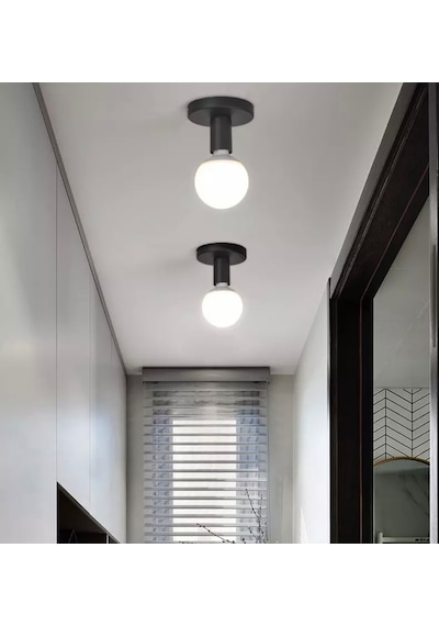 Tavana Sıfır Plafonyer Metal Siyah Avize E-27 Duy Bureze1053