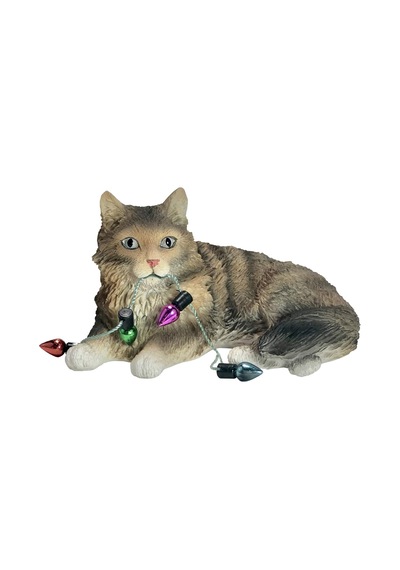 Lexroo Kahverengi Tabby Maine Coon Kedi Tatil Işıkları Noel Süsü, Çok Renkli Xso33901 Standart